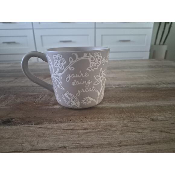 Treshold Mug Youre Doing Great Texture Embossed Floral Coffee Cup 12 oz - Picture 2 of 3